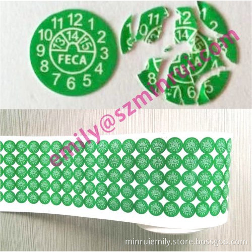 Custom Green Round Warranty Stickers In Rolls,warranty Void If Removed Labels,self Sticking Tamper Evident Seal Label 